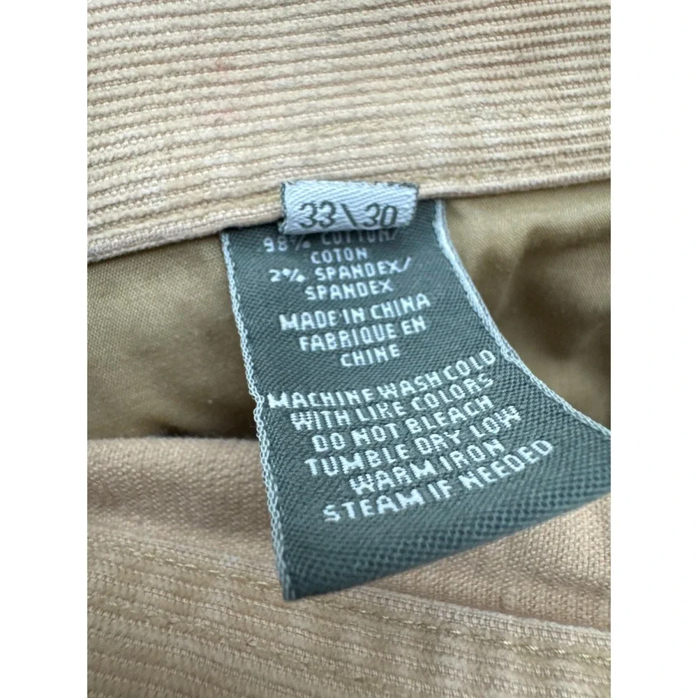 Onward Reserve Corduroy Five Pocket Straight Leg Pants Tan Mens Size 30 x 30